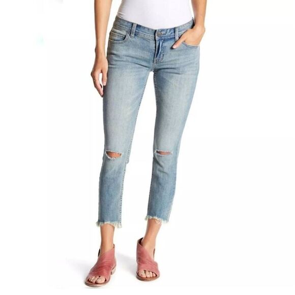 Free People Denim - Free People Jeans Women's Size 27 Distressed Mid-rise Crop Raw Hem Denim